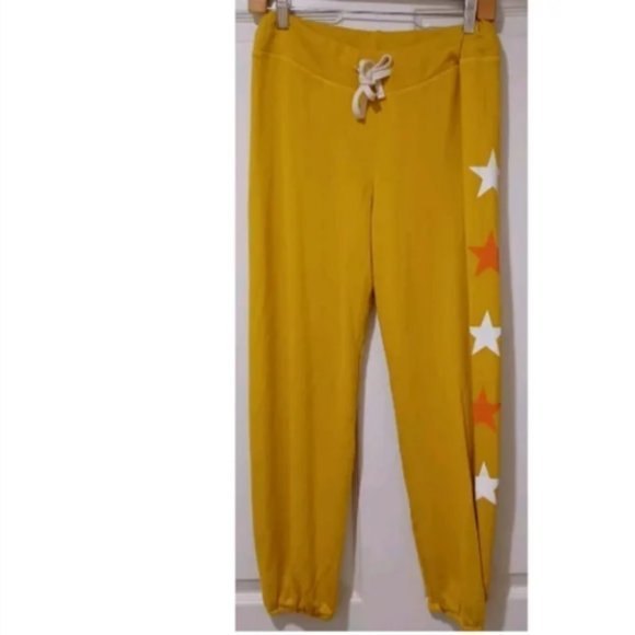 Sundry Pants - Yellow Sundry Star Print Elastic Drawstring Waist Jogger Sweatpants (NWT)